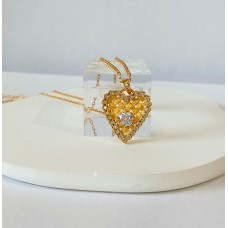 Ασημένιο κολιέ επίχρυσο - Καρδιά με ζιργκόν (SN227)